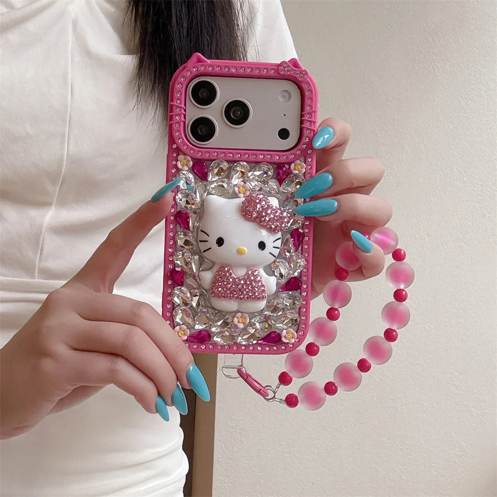 Luxury 3D Gem Hellokitty Phone Case with Chain