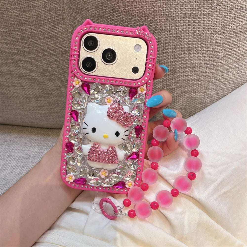 Luxury 3D Gem Hellokitty Phone Case with Chain