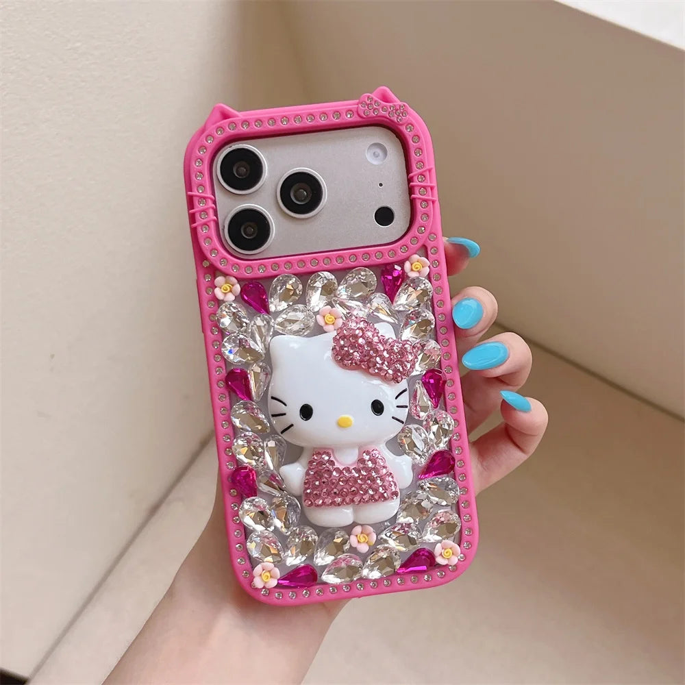 Luxury 3D Gem Hellokitty Phone Case with Chain