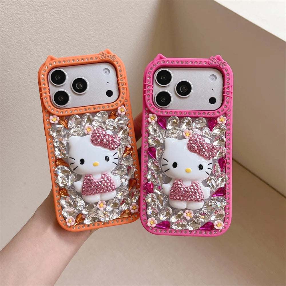 Luxury 3D Gem Hellokitty Phone Case with Chain