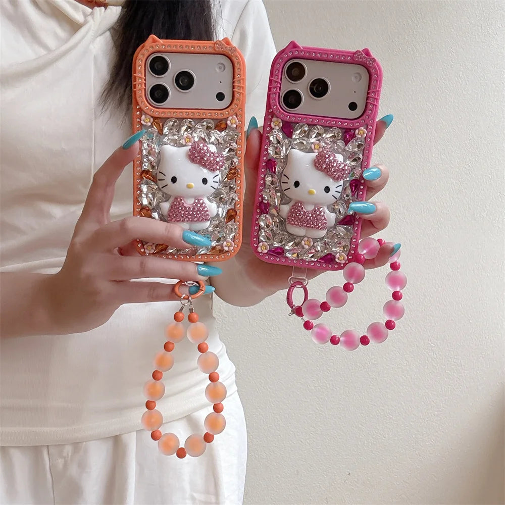 Luxury 3D Gem Hellokitty Phone Case with Chain