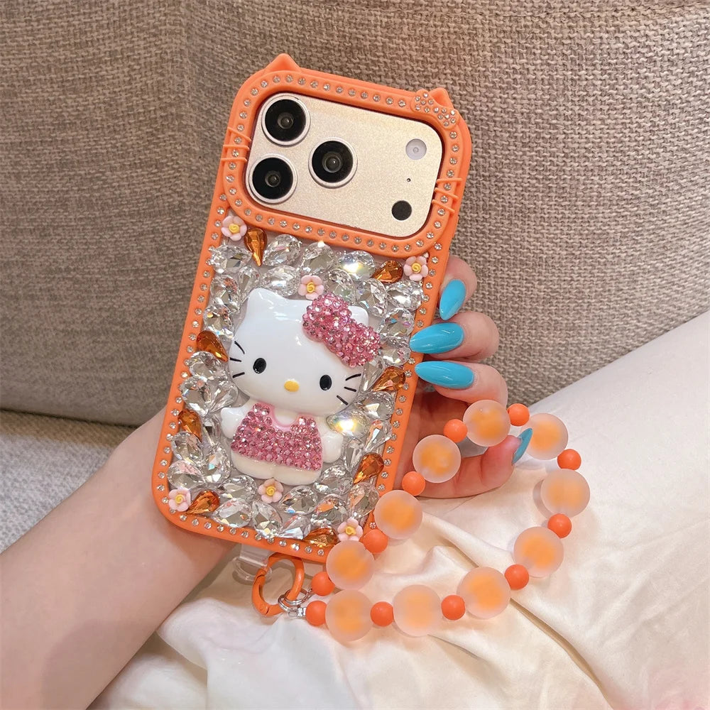 Luxury 3D Gem Hellokitty Phone Case with Chain