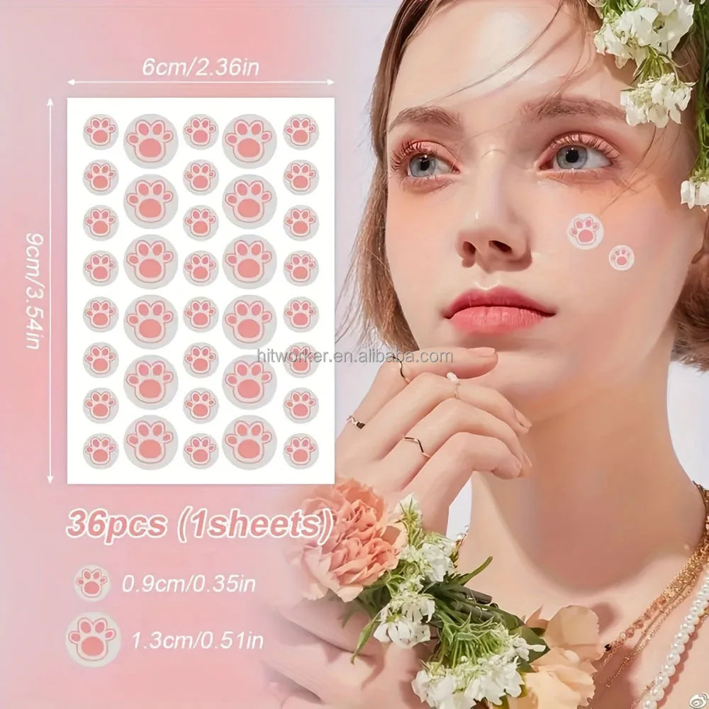 Cute Cartoon Paw Print Acne Patches