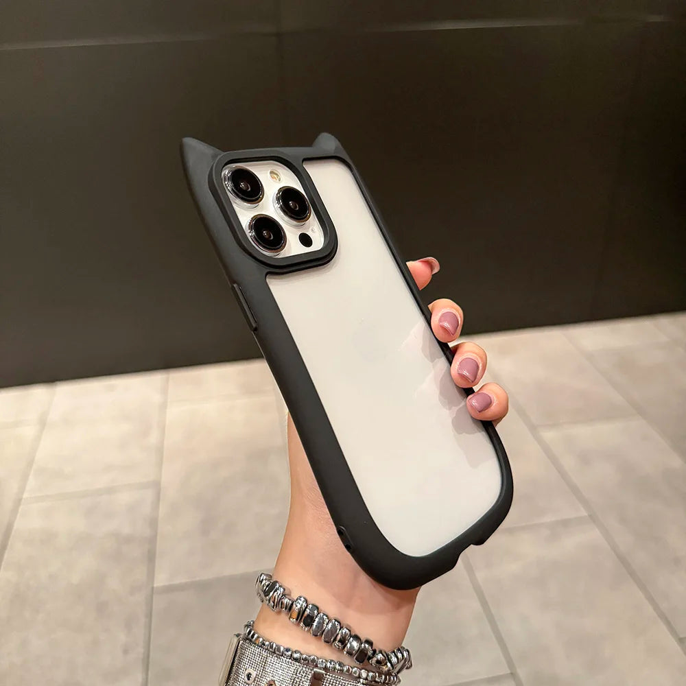 Cute 3D Cat Ear & Claw Grip Phone Case