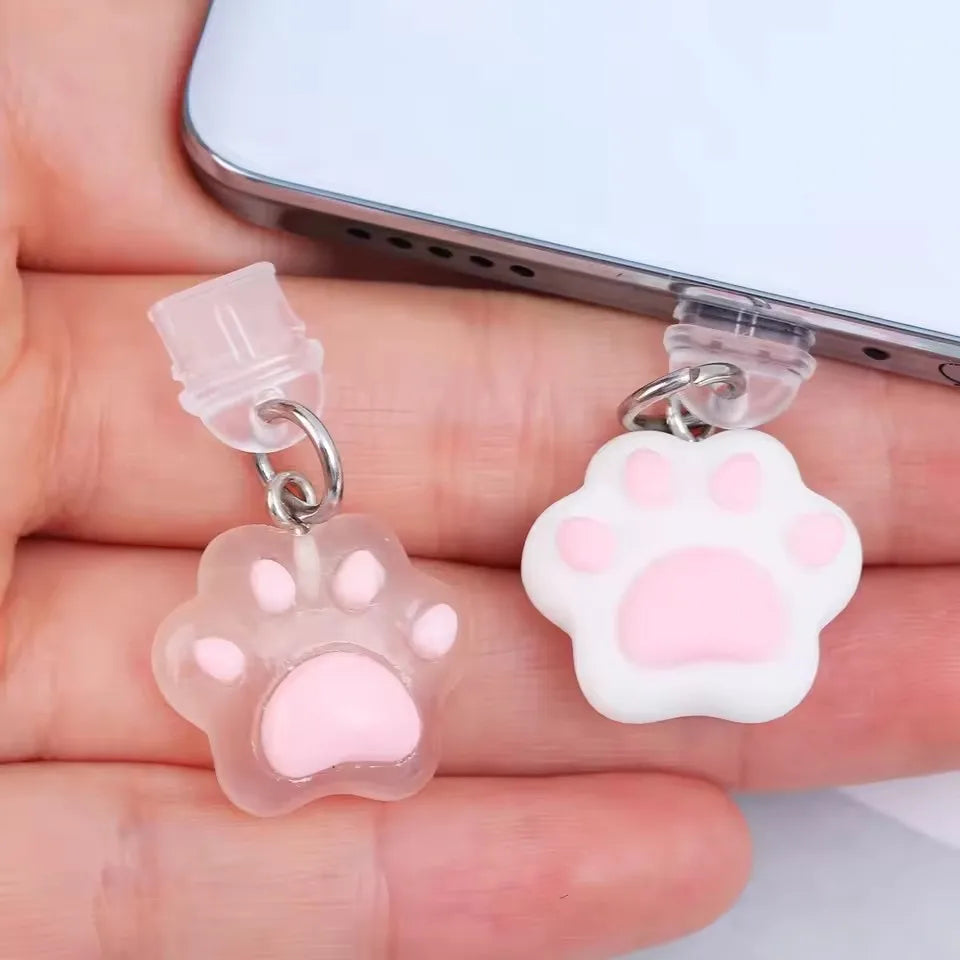 Cute Cartoon Cat Paw Dust Plug Pendant