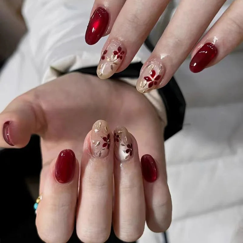 24Pcs Floral Press on Nails