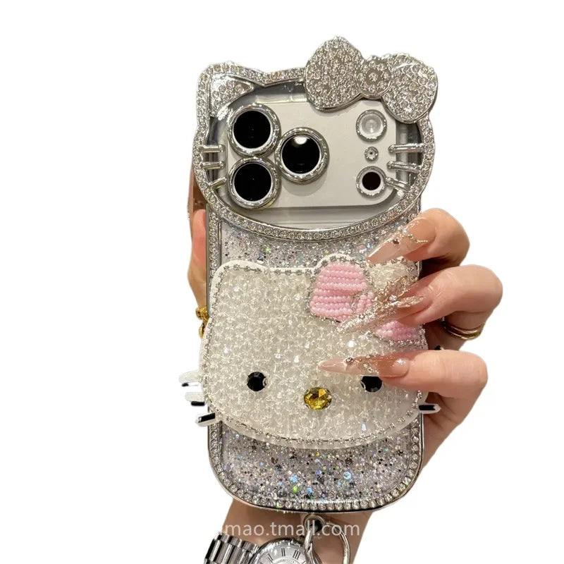 Kawaii Hello Kitty Bedazzled Phone Case With Lanyard