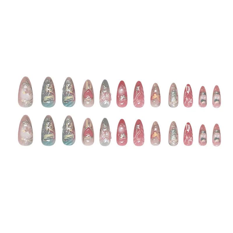 24pcs Sweet & Edgy Metallic Fake Nails