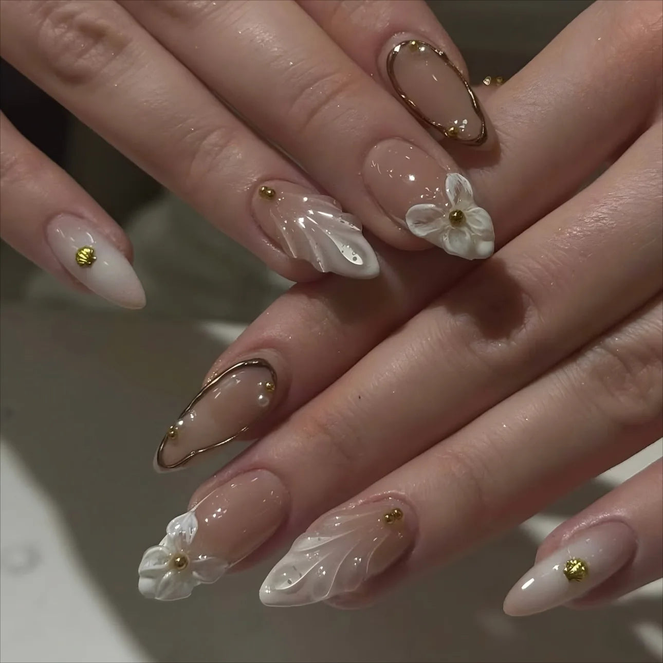 24Pcs Floral Press on Nails