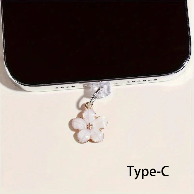 1pcs Cherry Blossom Flower Phone Hanging Dust Plug