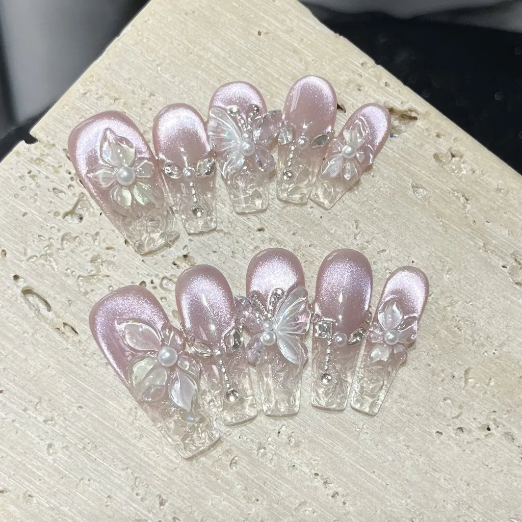 Spring 3D Bauhinia Flower Press On Nails