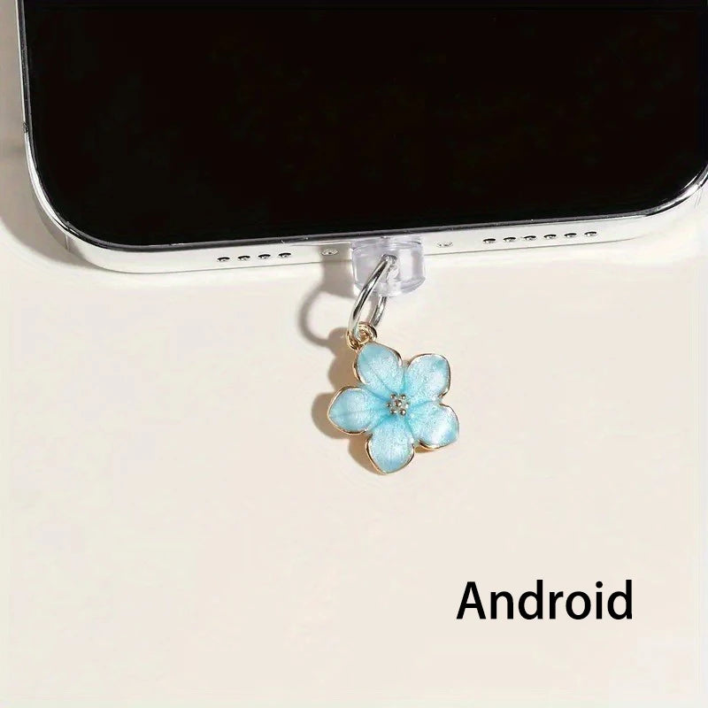 1pcs Cherry Blossom Flower Phone Hanging Dust Plug