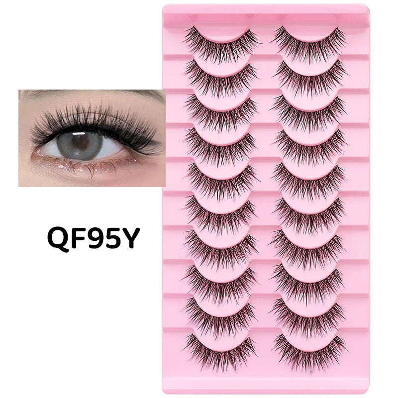 DINGSEN 10 Pair Clear Band Manga Style False Eyelashes