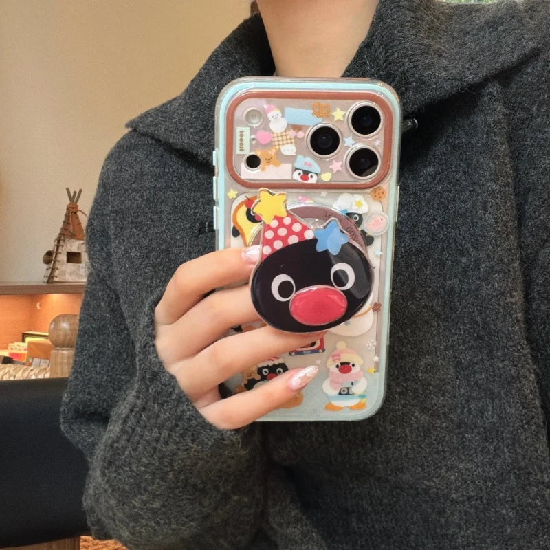Kawaii Cartoon Penguin Magnetic Bracket Phone Case