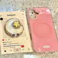 Pleated Pink Rotating Star & Moon Magnetic Bracket Phone Case