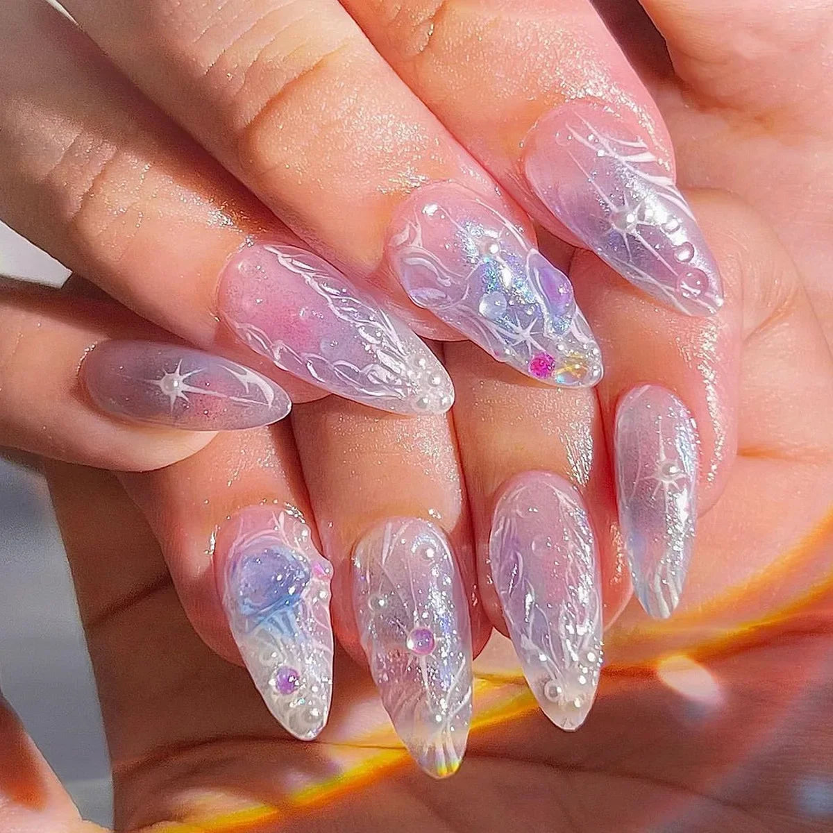 24Pcs Floral Press on Nails