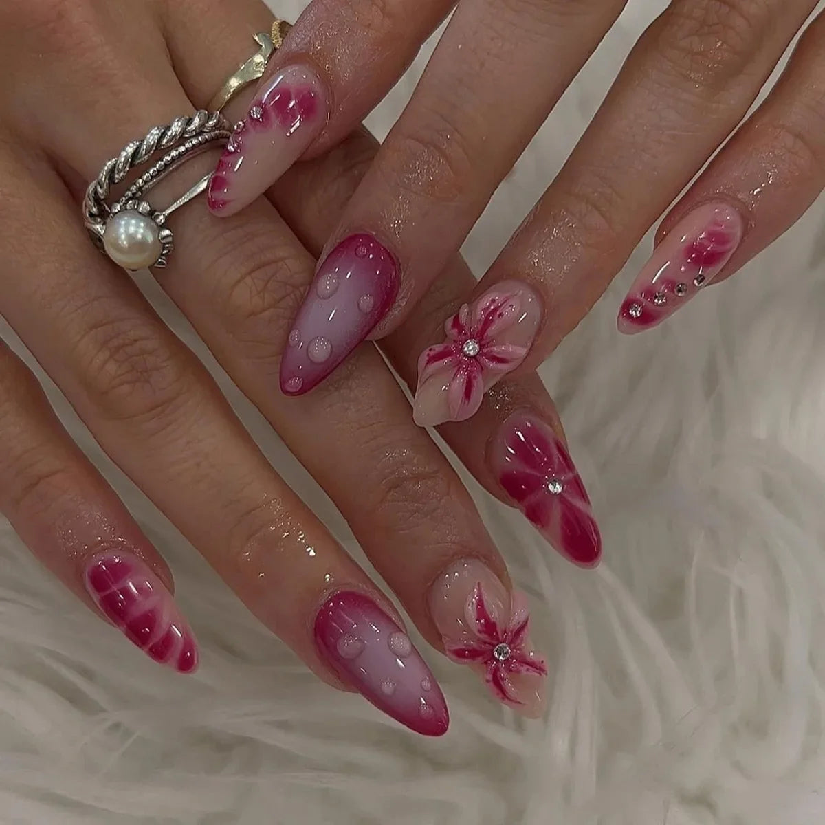 24Pcs Floral Press on Nails