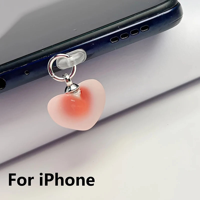 Frosted Heart Shaped Phone Dust Plug Pendant