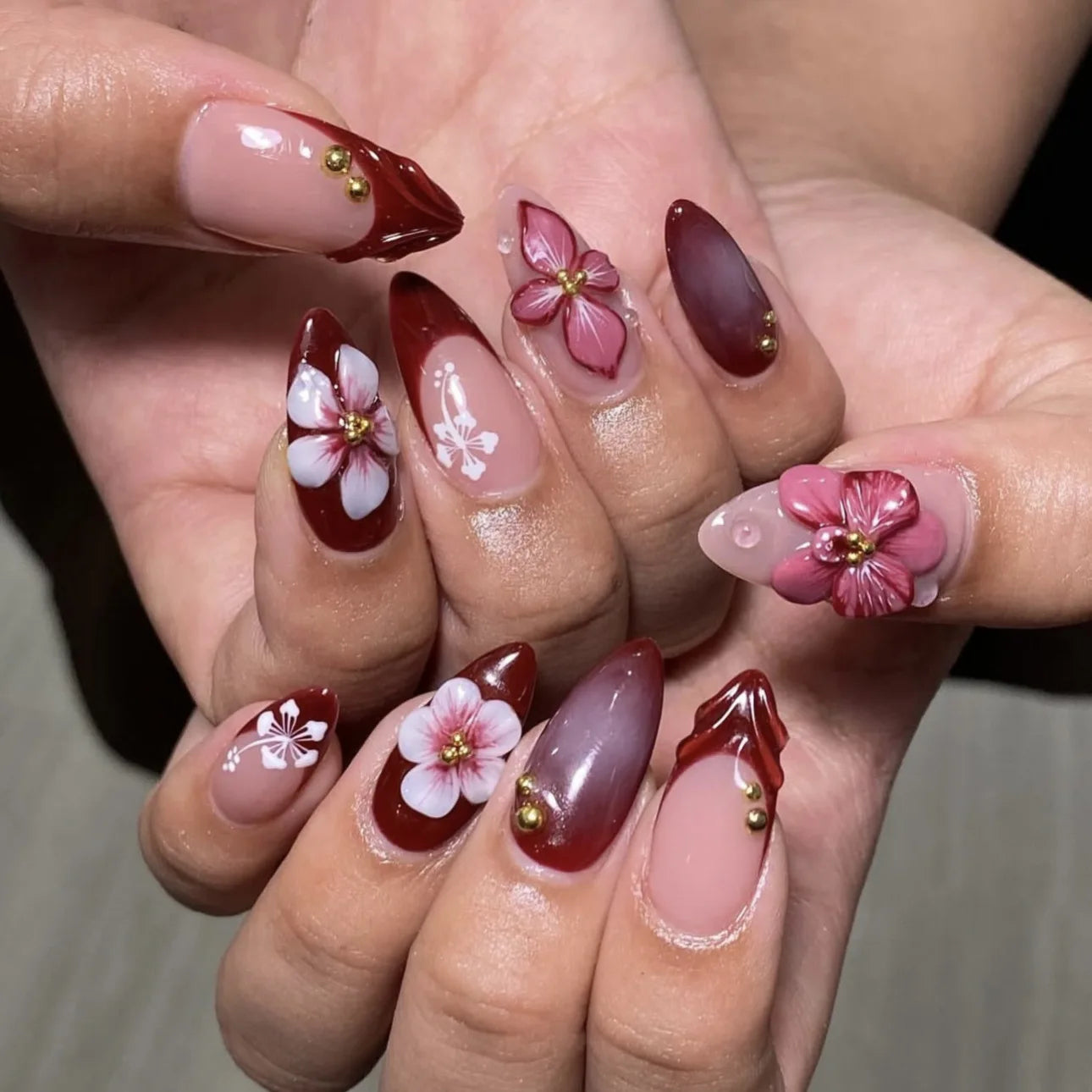 24Pcs Floral Press on Nails