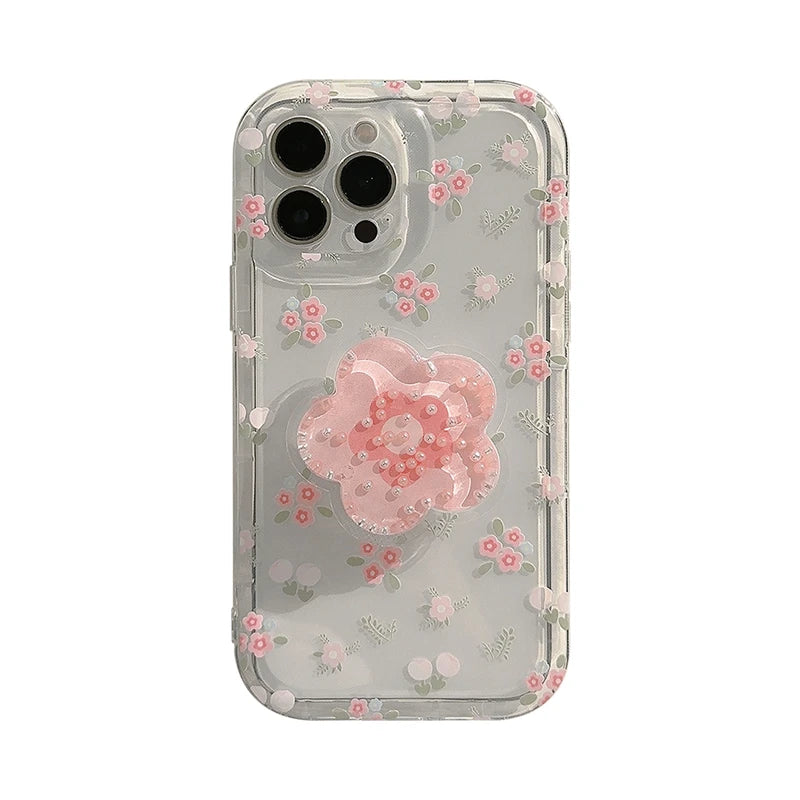 Pink Floral Clear Soft Phone Case