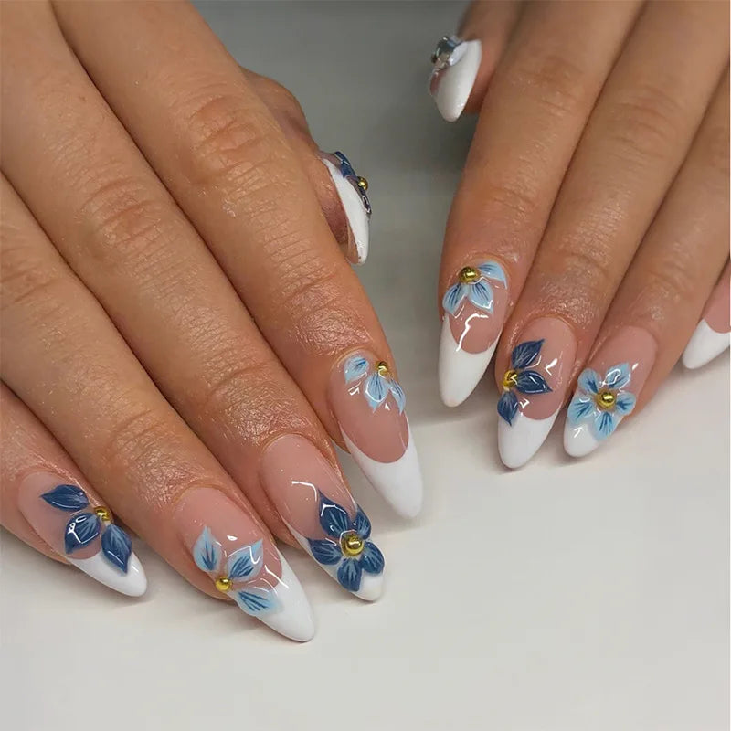 24Pcs Floral Press on Nails