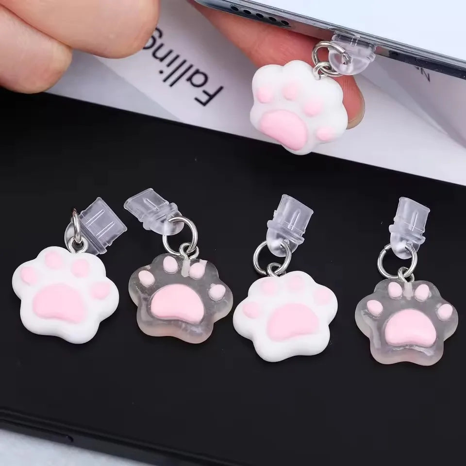 Cute Cartoon Cat Paw Dust Plug Pendant