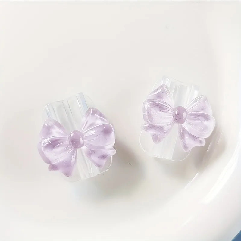 2Pcs Pink Bow Silicone Charger Cable Protector
