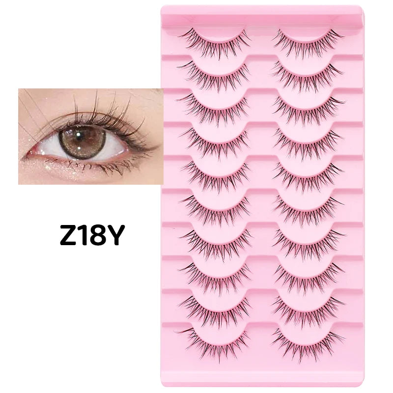 DINGSEN 10 Pair Clear Band Manga Style False Eyelashes