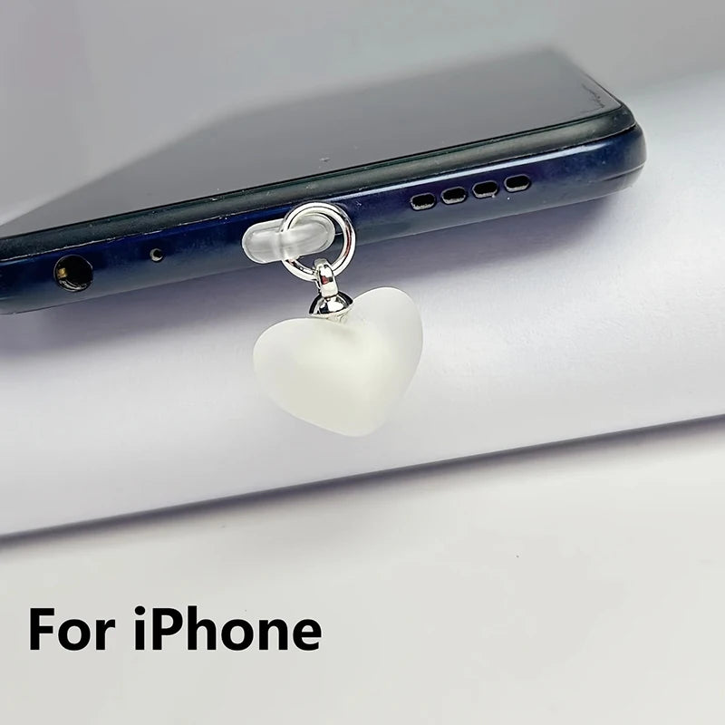 Frosted Heart Shaped Phone Dust Plug Pendant