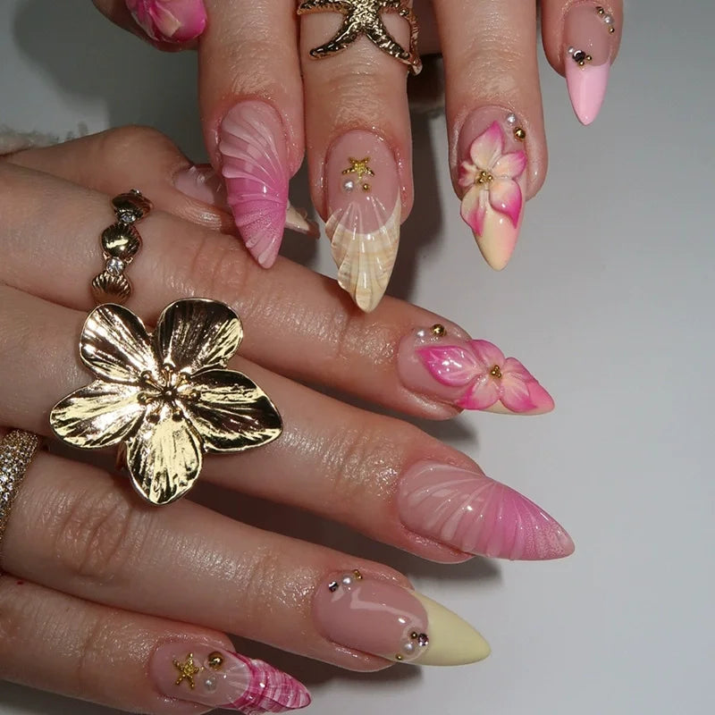 24Pcs Floral Press on Nails