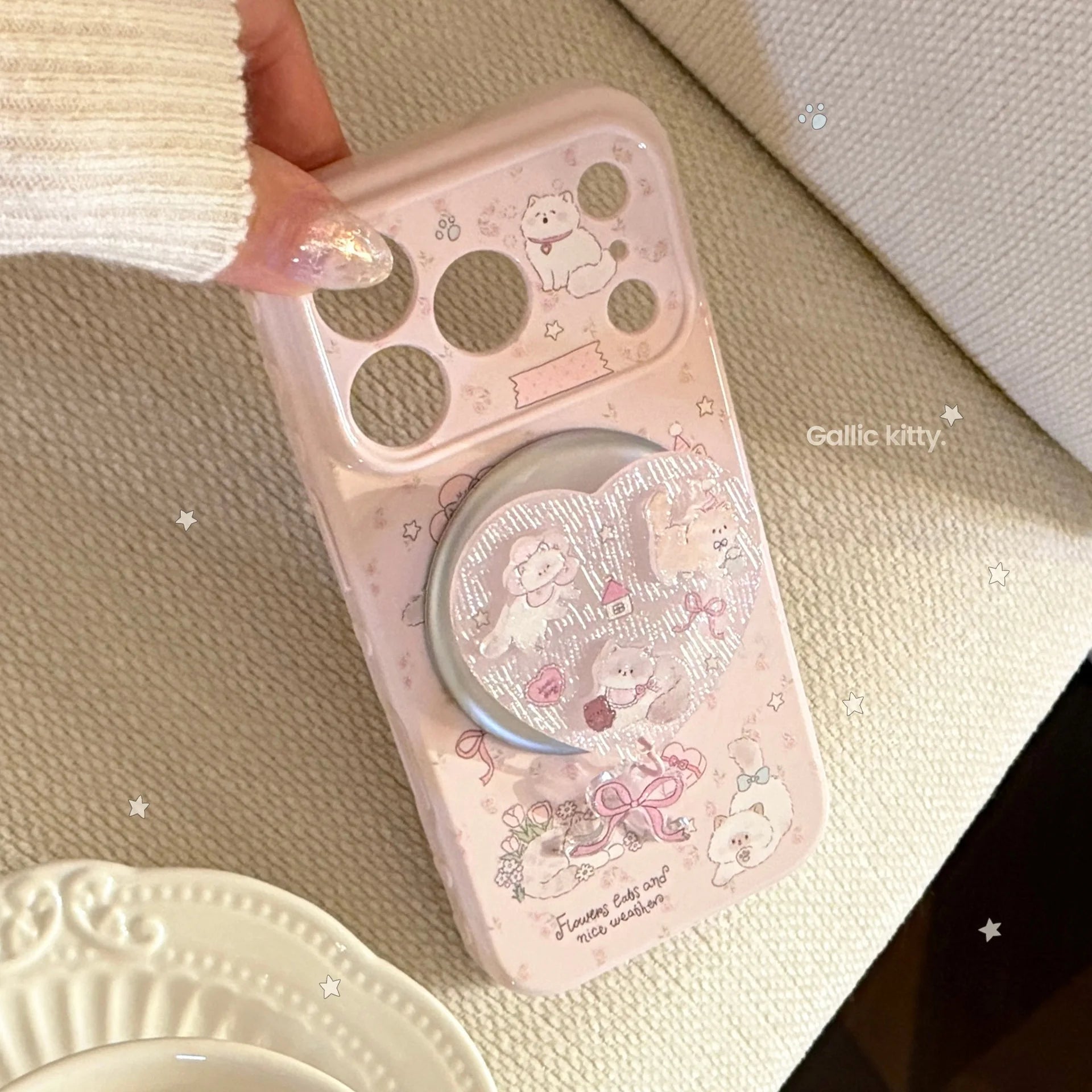 Cartoon Kitten Heart Magnetic Phone Case