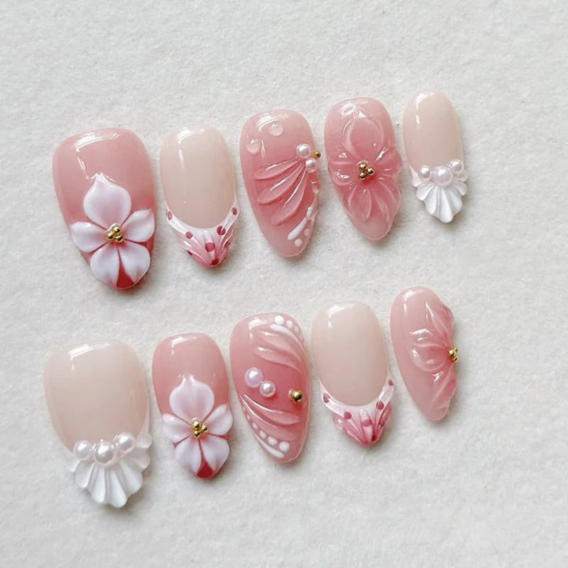 24Pcs Floral Press on Nails
