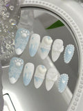 10pcs Cute Blue Bow & Cat Claw Press On Nails
