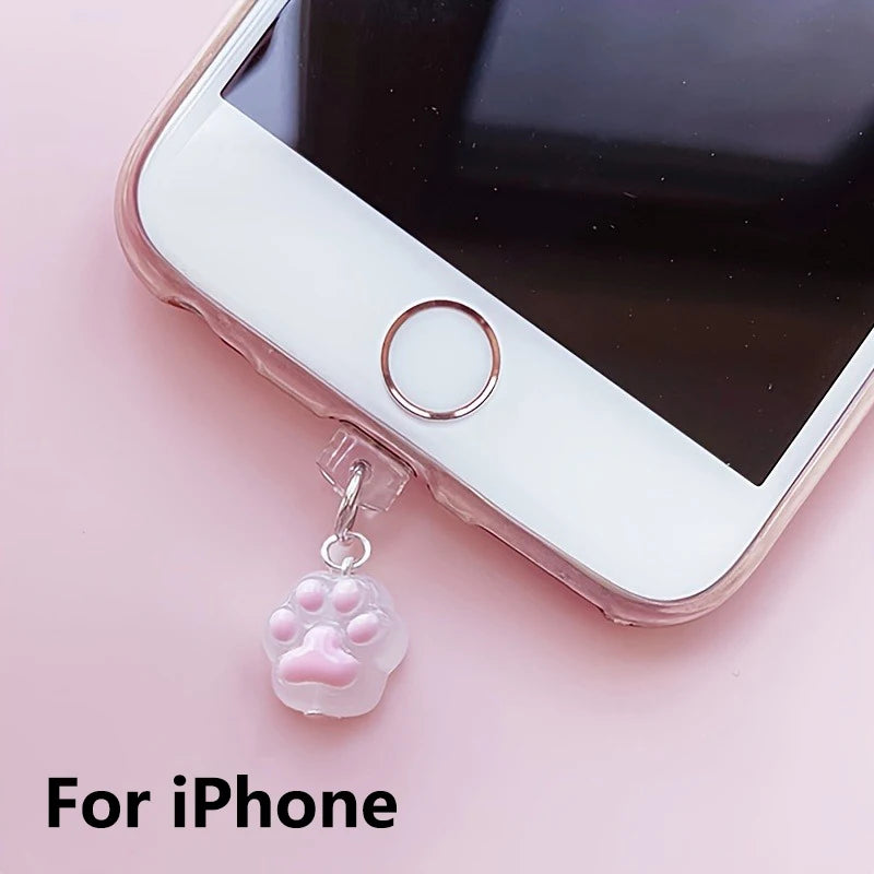 1pc Cute Cat Paw Phone Dust Plug Pendant