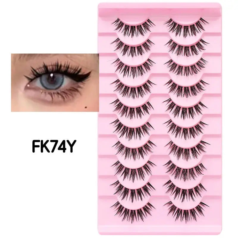 DINGSEN 10 Pair Clear Band Manga Style False Eyelashes