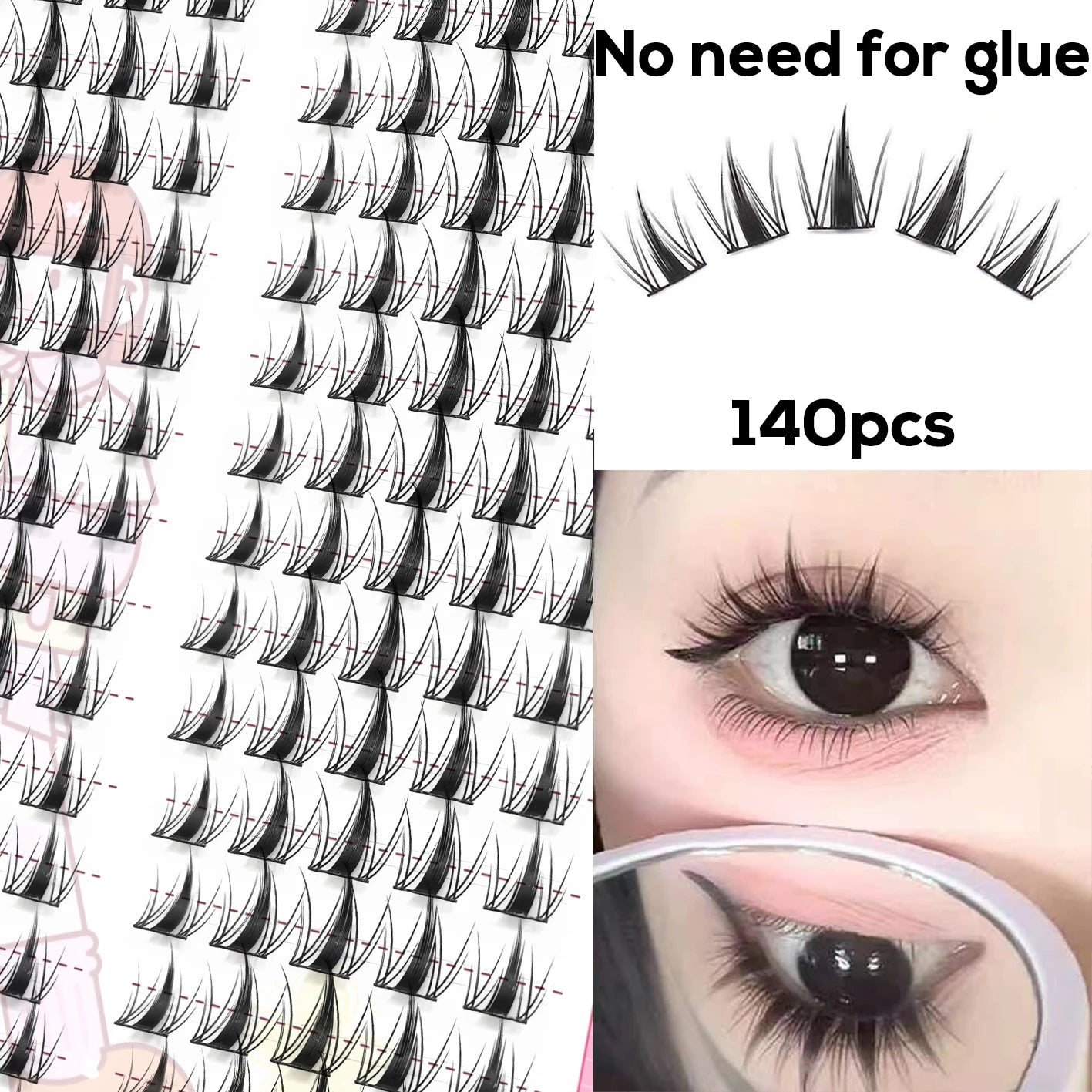 140 Cluster Korean-Style False Lash Extension Kit