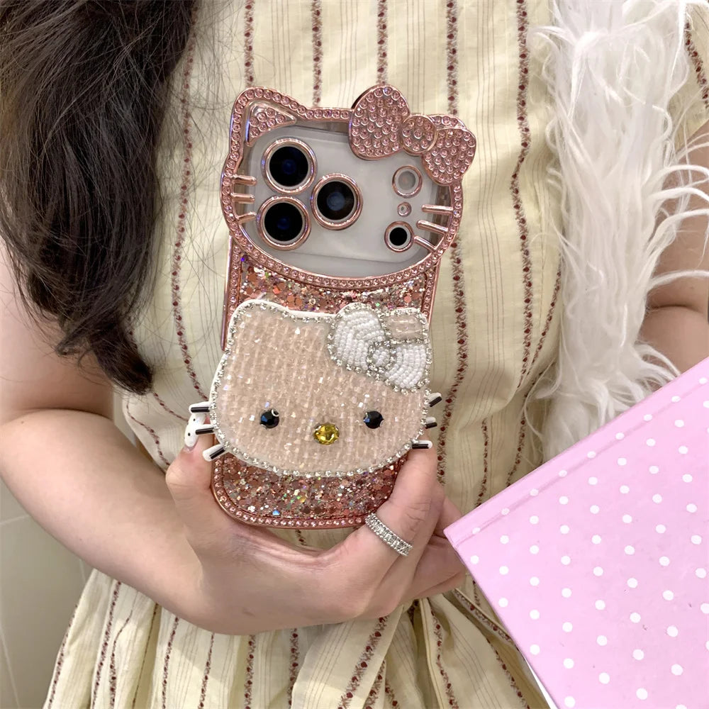 Hello Kitty Luxury 3D Diamond, Glitter, & Embroidered Phone Case