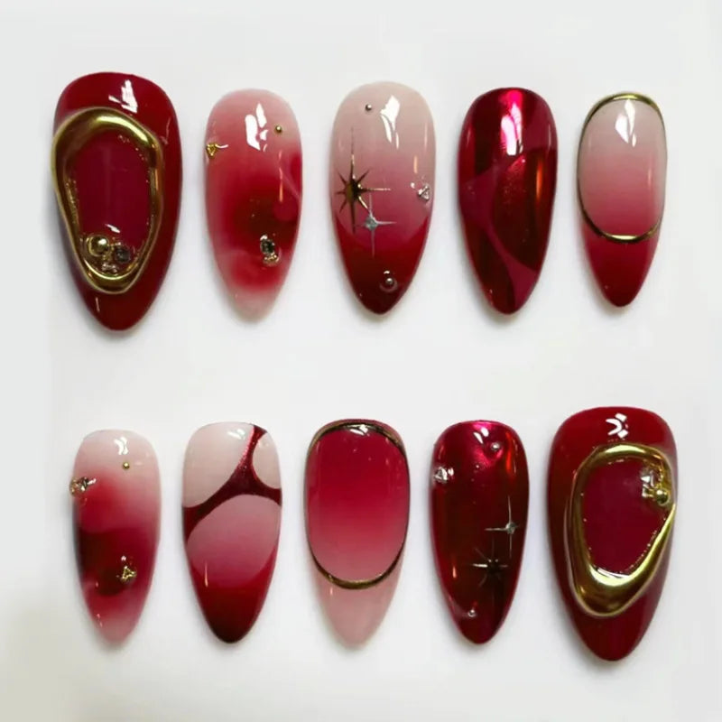 24pcs Sweet & Edgy Metallic Fake Nails