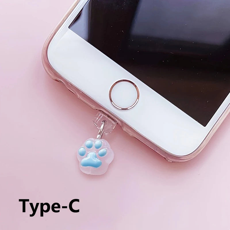 1pc Cute Cat Paw Phone Dust Plug Pendant
