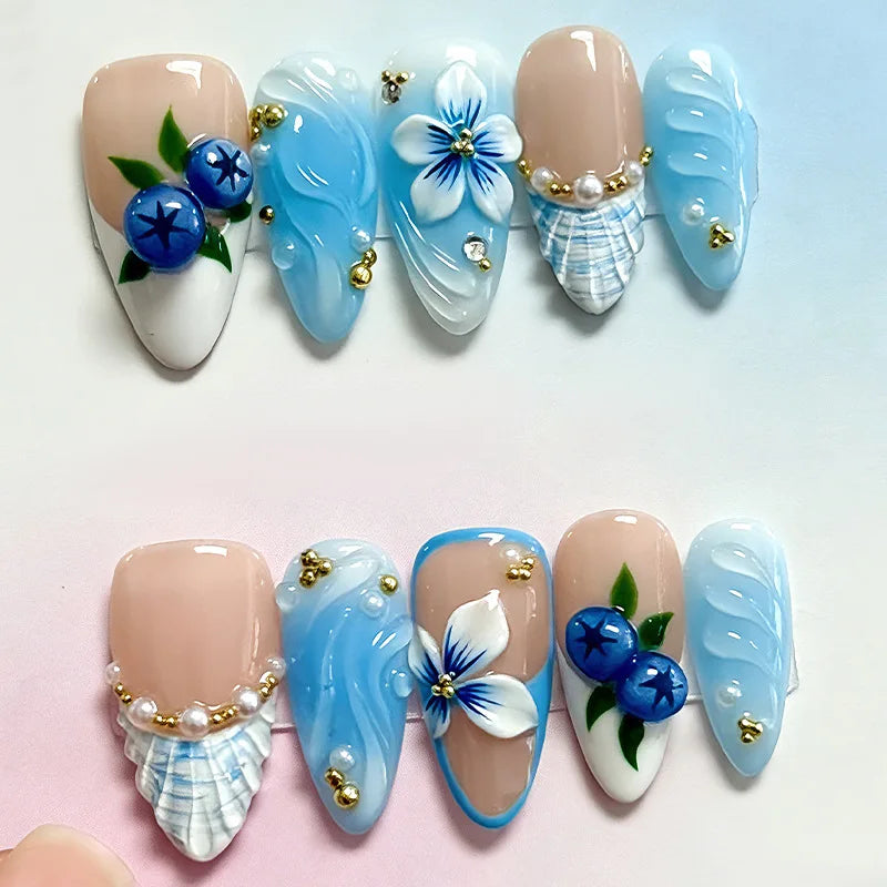 24Pcs Floral Press on Nails