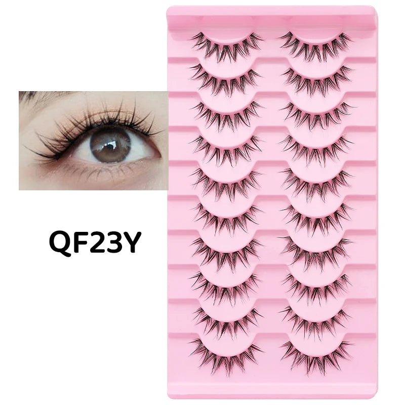 DINGSEN 10 Pair Clear Band Manga Style False Eyelashes