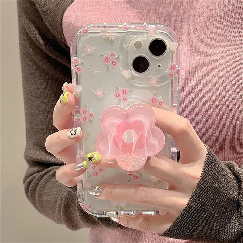 Pink Floral Clear Soft Phone Case