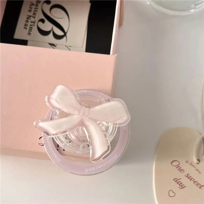 Baby Pink Bow Phone Case with Magnetic Holder
