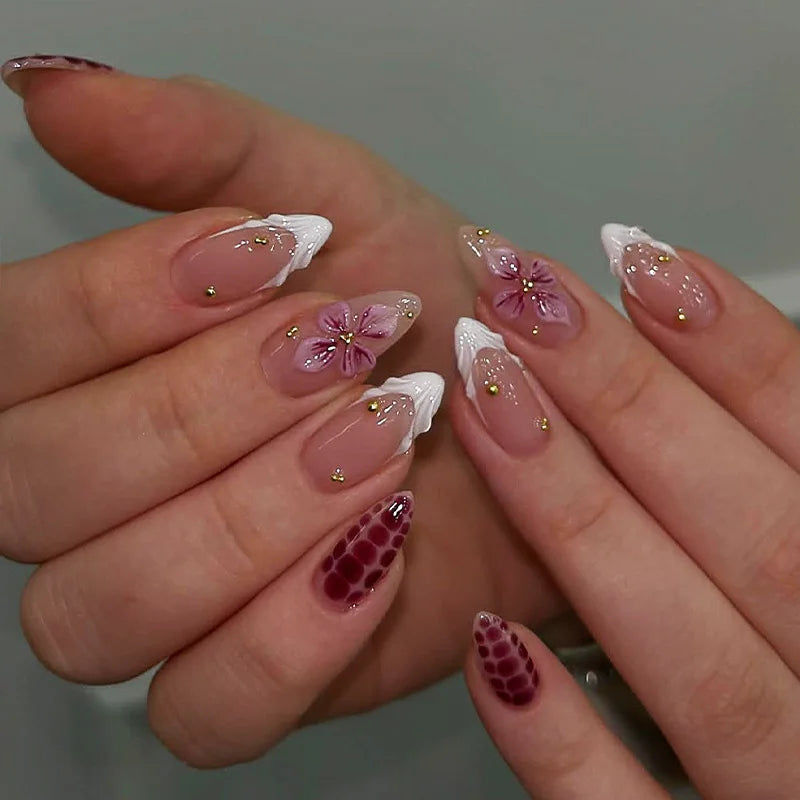 24Pcs Floral Press on Nails