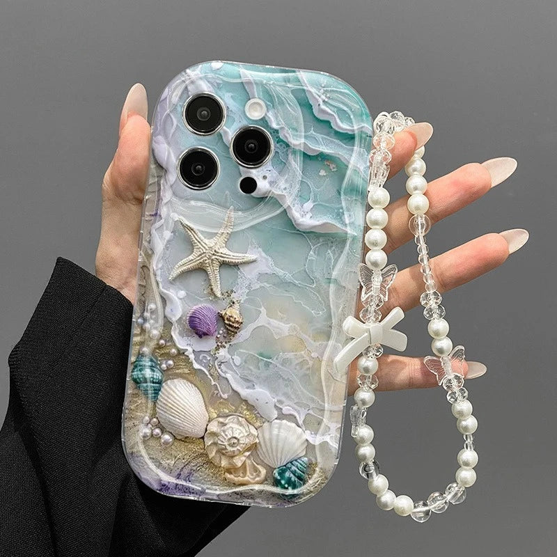 Beach Seashell & Starfish Wavy Phone Case