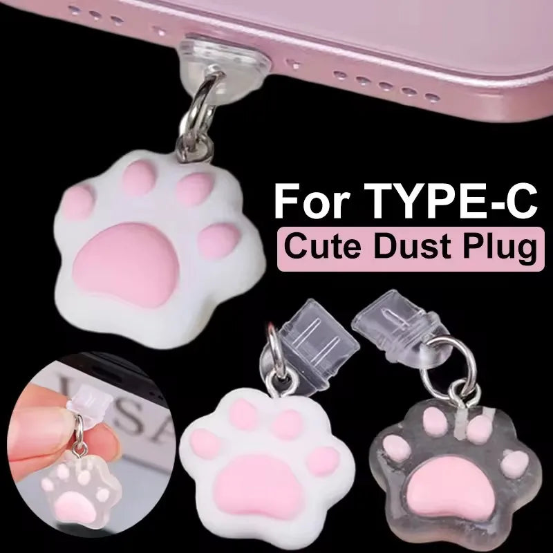 Cute Cartoon Cat Paw Dust Plug Pendant