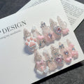 Jirai Kei 3D Bow Cat Claw Short Almond Handmade Press on Nails