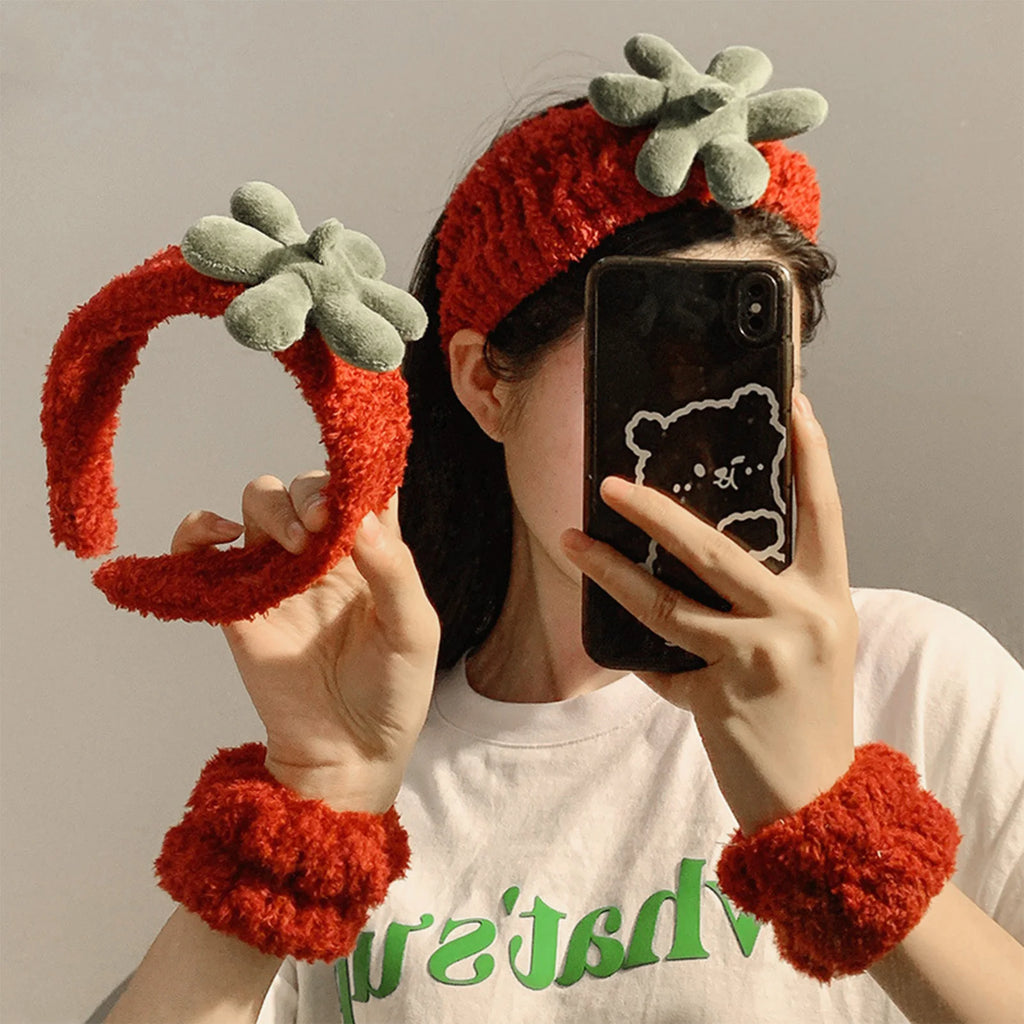 Plush Headband and Wrist Strap Set