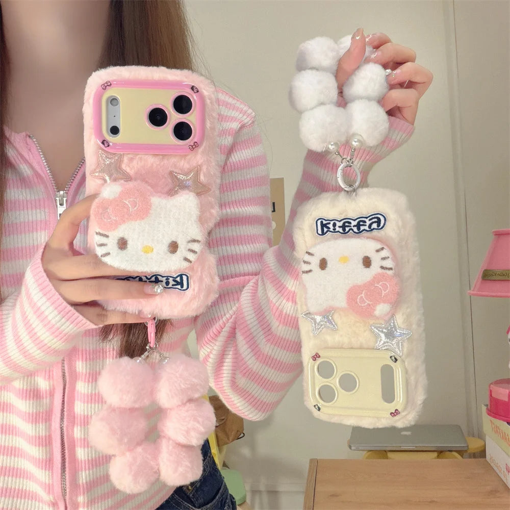 Hello Kitty Plush Phone Case & Wrist Chain