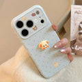 Korean Polka Dots with 3D Cartoon Puppy Phone Case